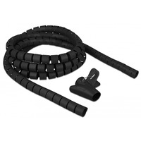 DeLOCK Tuyau spiralé avec outil d'insertion 2,5 m x 25 mm, Tuyau flexible de câble Noir