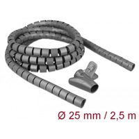 DeLOCK Tuyau spiralé avec outil d'insertion 2,5 m x 25 mm, Tuyau flexible de câble Gris