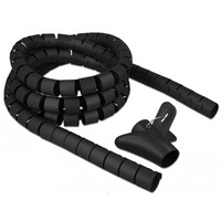 DeLOCK Tuyau spiralé avec outil d'insertion 2,5 m x 30 mm, Tuyau flexible de câble Noir