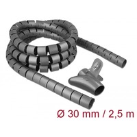 DeLOCK Tuyau spiralé avec outil d'insertion 2,5 m x 30 mm, Tuyau flexible de câble Gris
