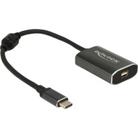 DeLOCK USB-C (mâle) > Mini DisplayPort (femelle) avec fonction PD, Adaptateur Gris foncé, 0,2 mètre