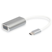 Digitus USB-C VGA Graphics, Adaptateur Blanc/Argent, 0,2 mètres