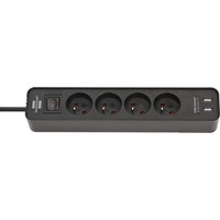Brennenstuhl Ecolor multiprise à 4 prises avec usb Noir, 4x prises, 2x USB-A, 1,5 m