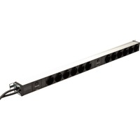 Digitus PDU 12x prise de protection avec protection contre les surcharges 19" 1HE, Multiprise Noir/en aluminium