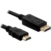 DeLOCK DisplayPort > HDMI haute vitesse, Câble Noir, 3 mètres, passif, 4K, plaqué or