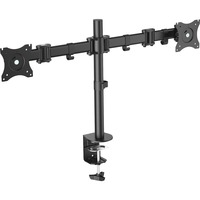 Digitus Support universel pour double écran avec pince de fixation, Support de moniteur Noir