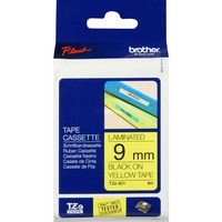 Brother Cassette d'étiquettes TZE-621, Ruban 9 mm, noir sur jaune