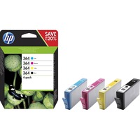 HP 364 Pack de 4 cartouches d'encre N9J73AE, 4 pieces (Noir, Jaune, Cyan, Magenta)
