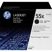 HP Toner LaserJet noir haute capacité 55X (CE255XD) - lot de 2 25000 pages, Noir, 2 pièce(s)