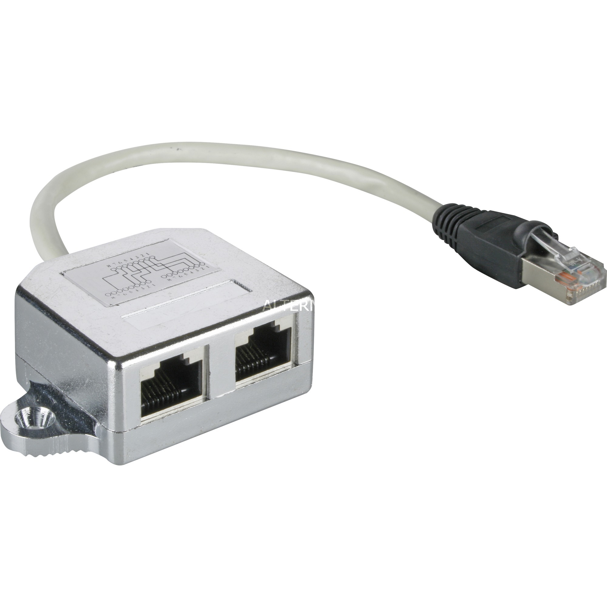 goobay RJ45 Cat.5 F/UTP Séparateur de câble adaptateur en T Argent,  2x RJ45